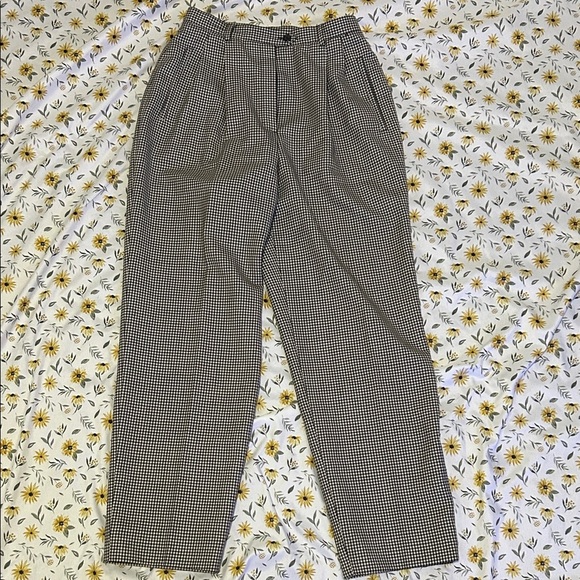 Lauren Ralph Lauren 100% Wool Black and White Houndstooth Dress Pants High-waist - Picture 1 of 5